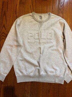Polo by Ralph Lauren Light Gray Embossed Logo Crewneck Sweatshirt